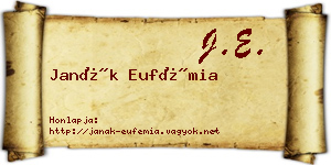 Janák Eufémia névjegykártya